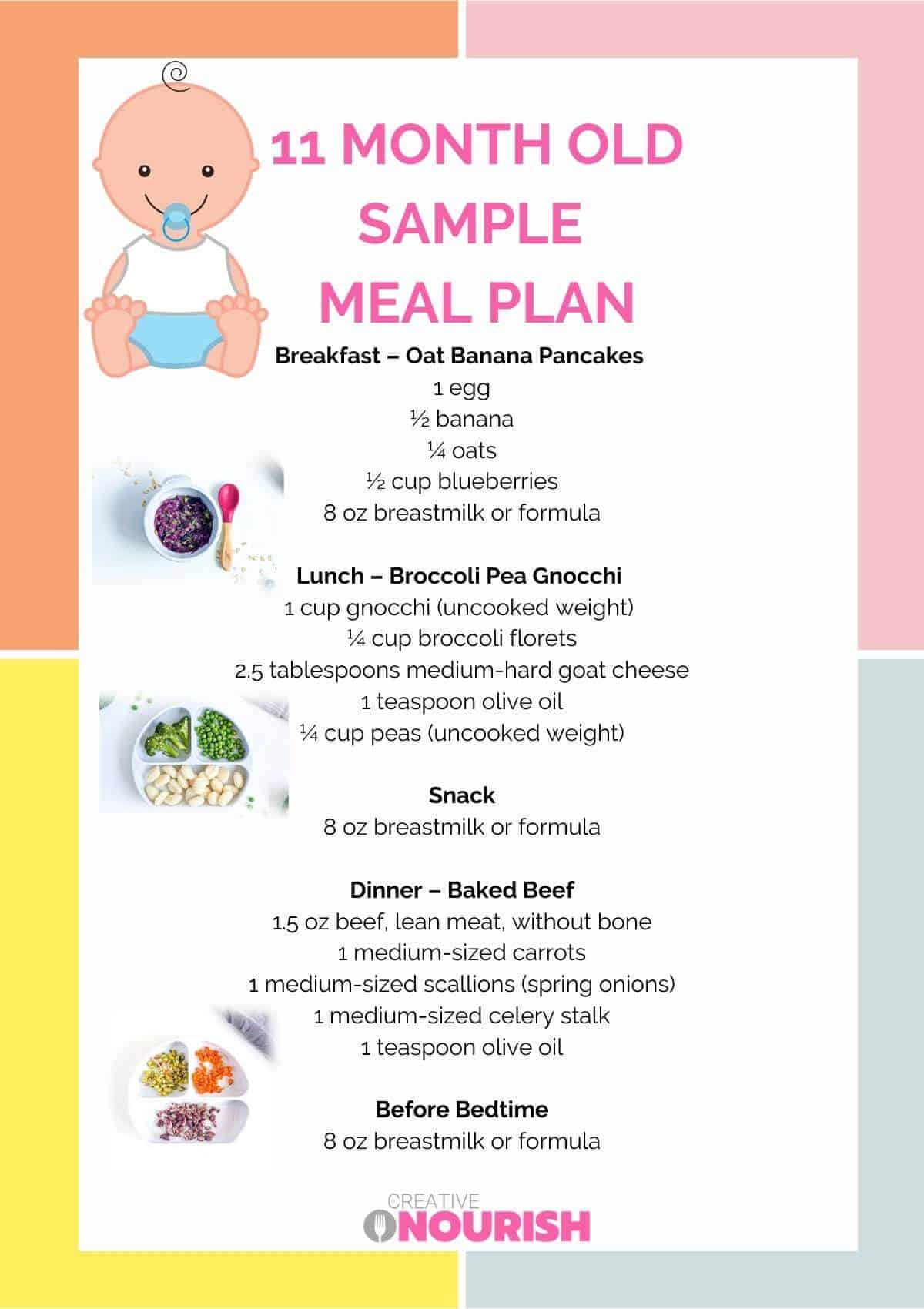 feeding schedule for 11 month old baby