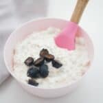 yogurt blueberry oats in a bowl