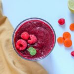 Top down image of beet smoothie