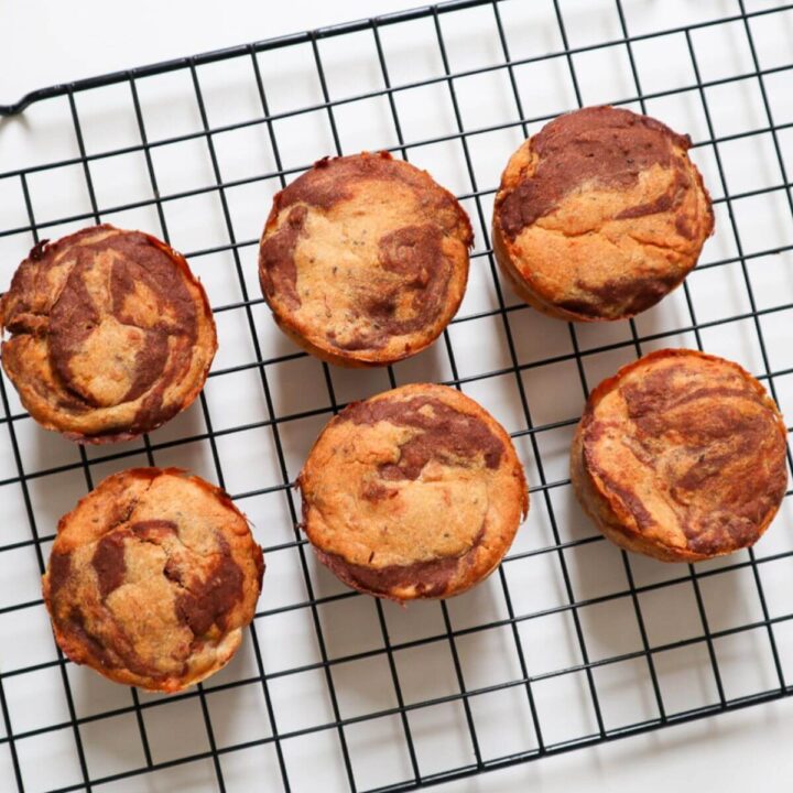 6 muffins on cooling rack