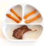lamb chop and sweet potato in a baby plate