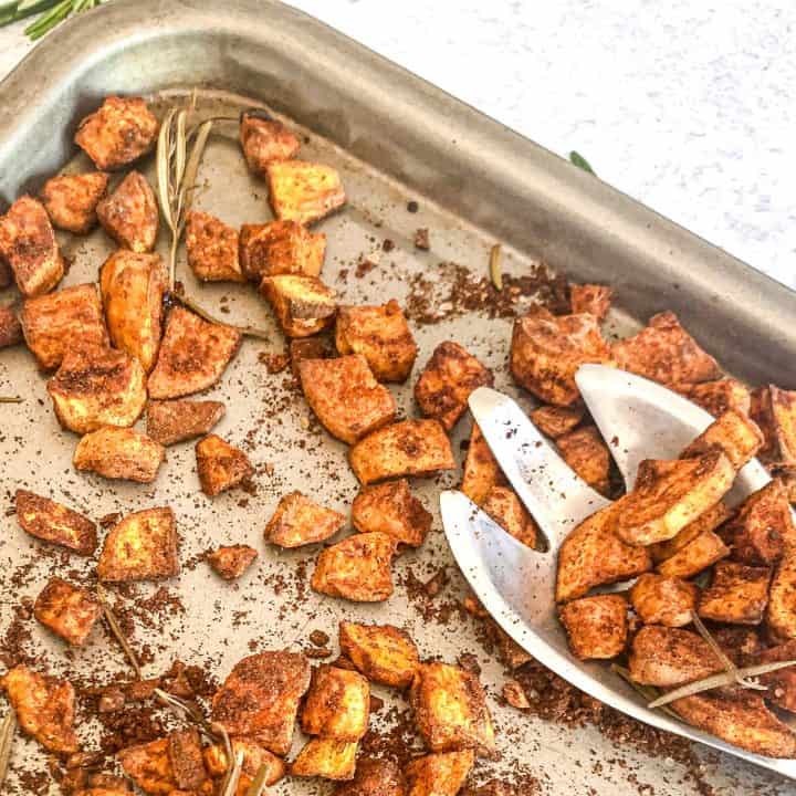 Cinnamon Roasted Sweet Potato in a sheet pan