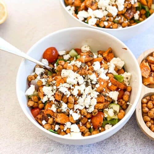 Mediterranean Sweet Potato Salad with Lemon Mint Vinaigrette