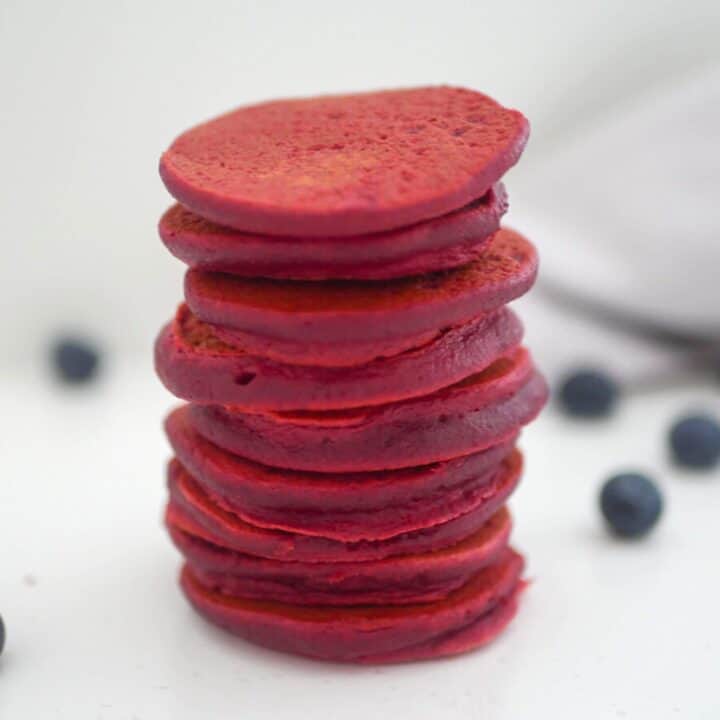 Pink Beet Pancakes stacked