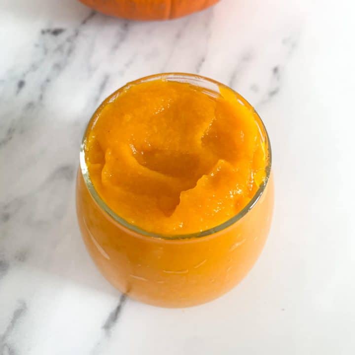 pumpkin puree in glass jar