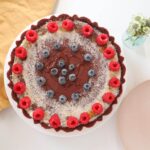 Top down view of vegan chocolate torte