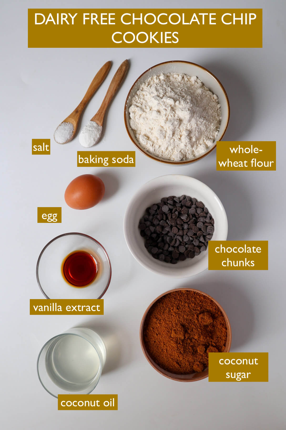 Labelled ingredients on a white background.