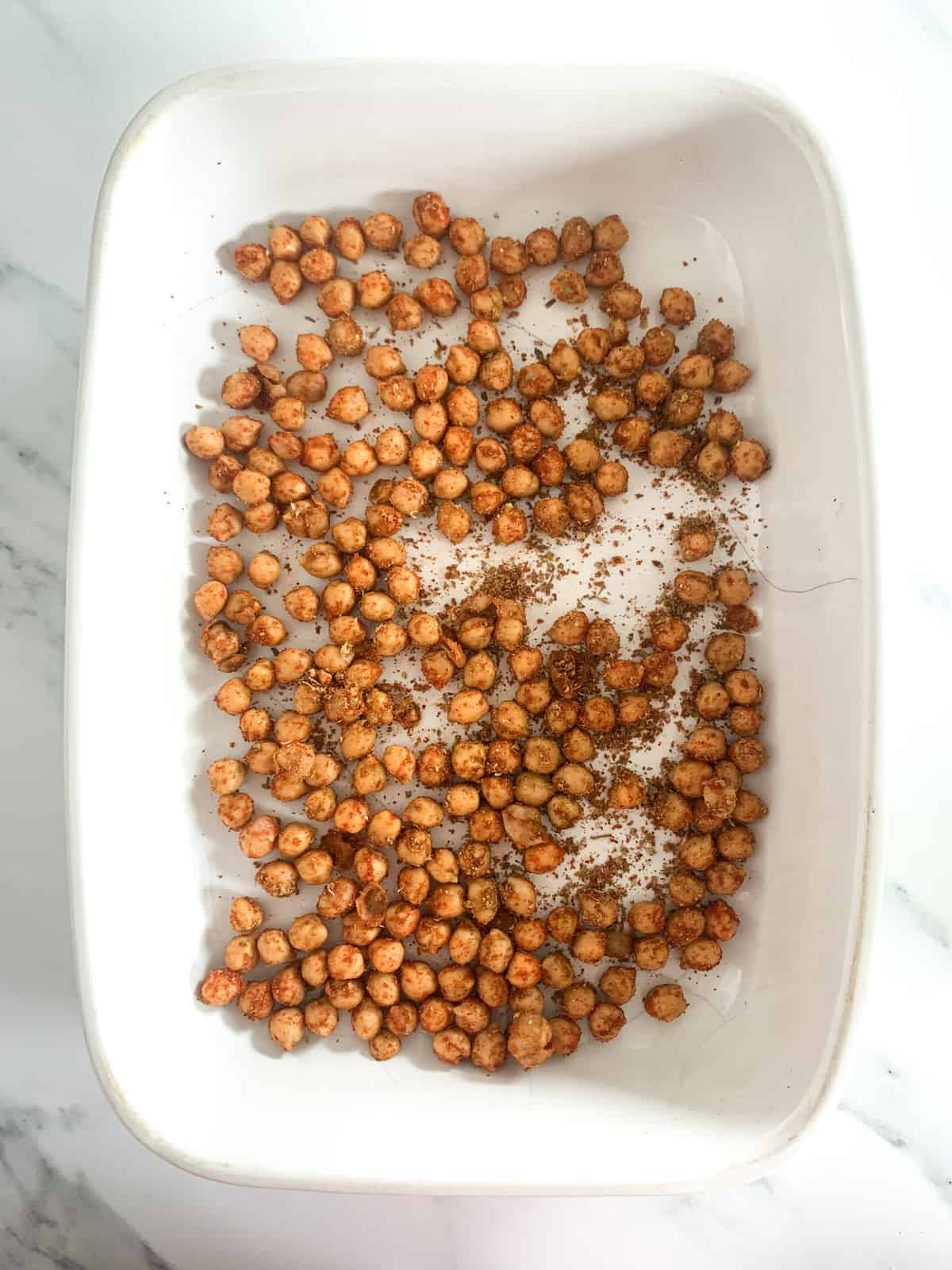 Chickpeas in a roasting tin spiced up