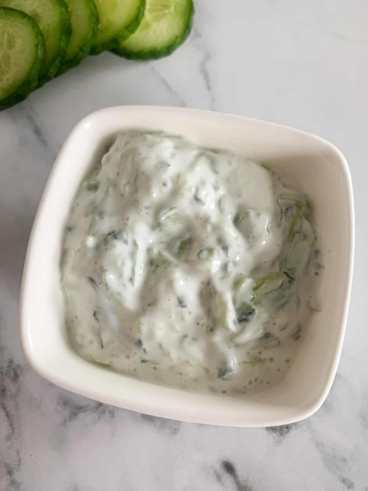 Tzatziki with cucumbers on the side