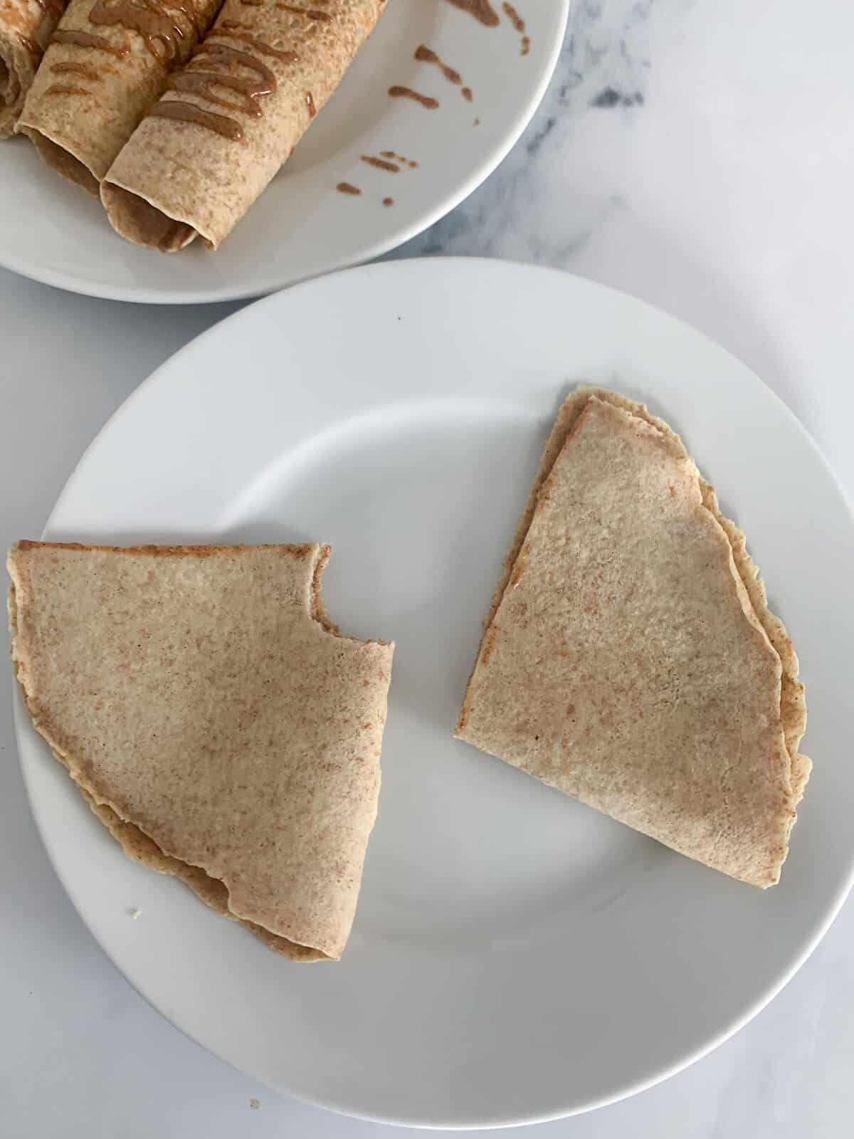 1 wholewheat dairy-free pancake folded and cut into triangles for toddler 