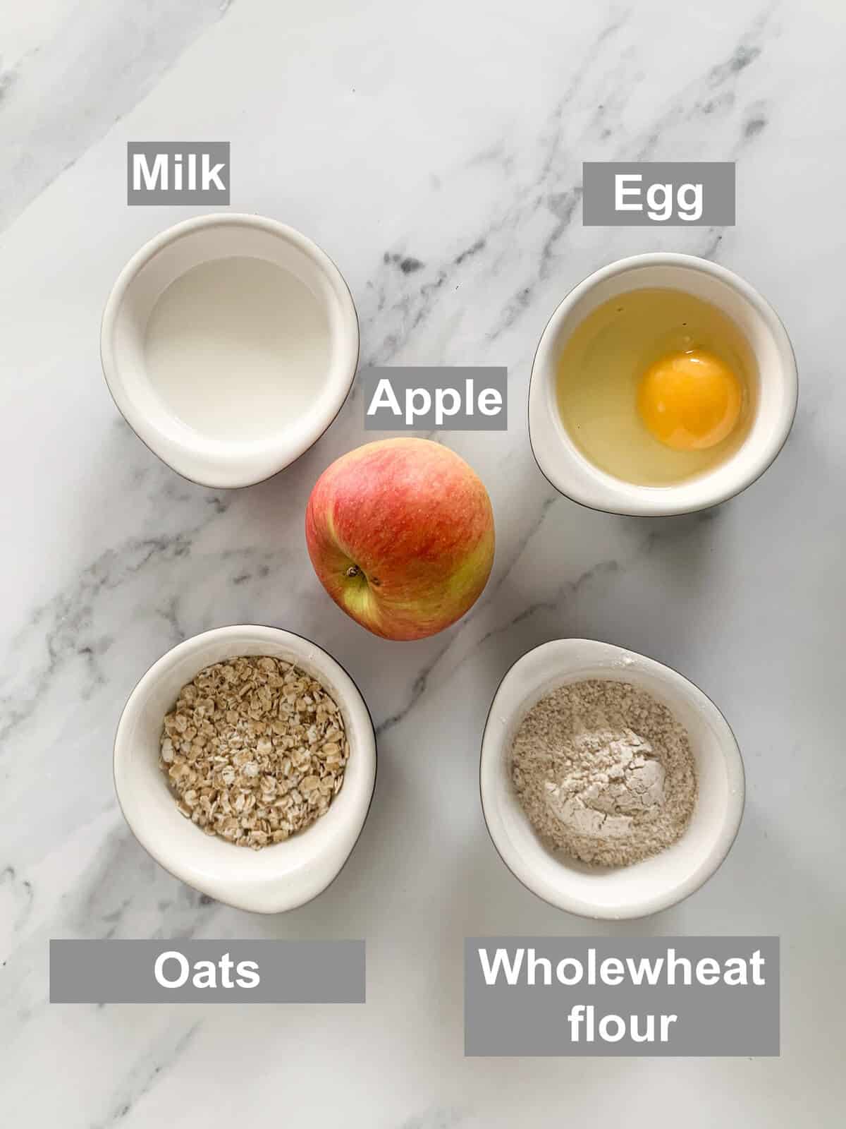 Ingredients for apple pancakes for baby-led weaning 