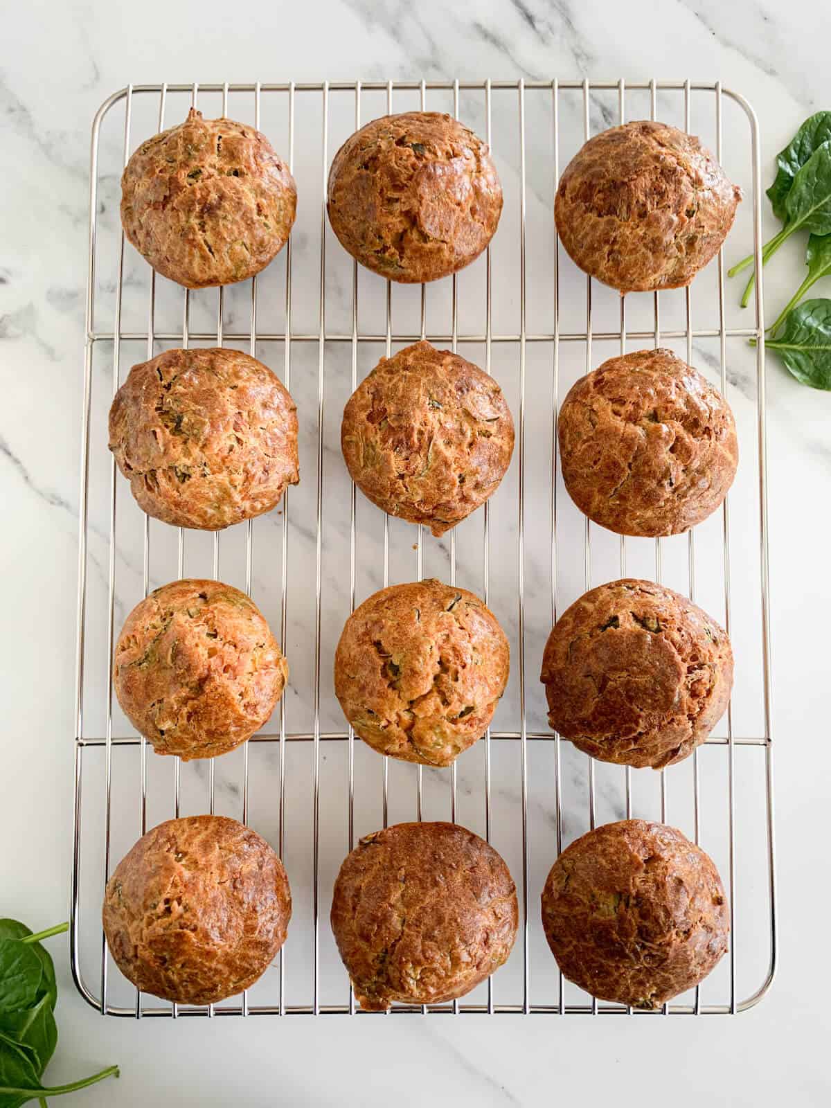 Spinach Cornbread Muffins for Baby & Toddler on a tray 