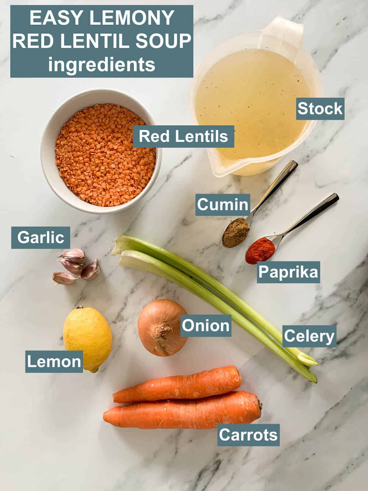 ingredients for red lentil soup 