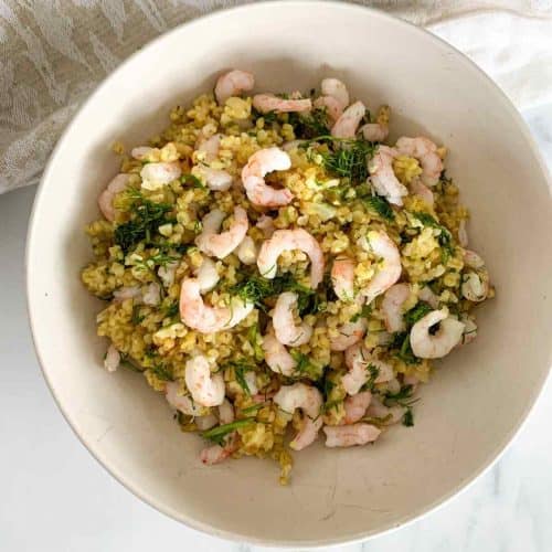 creamy bulgur wheat risotto in a plate