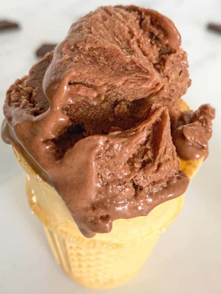 Chocolate Peanut Butter Ice Cream in a cone