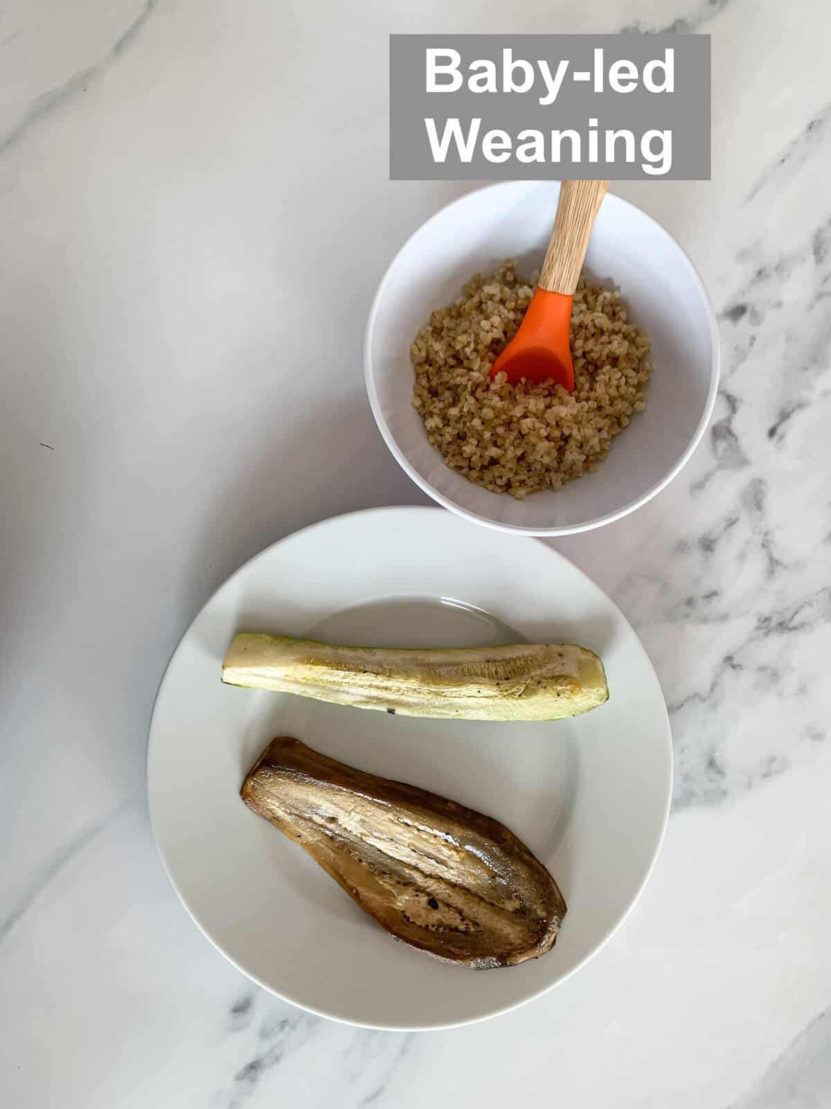baby-led weaning zucchini, eggplant and bulgur wheat 