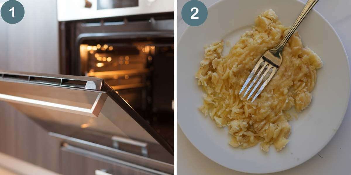 collage of photos showing process of making oatmeal cookies step 1 and step 2