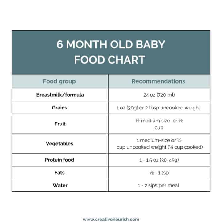 6 month old baby food chart