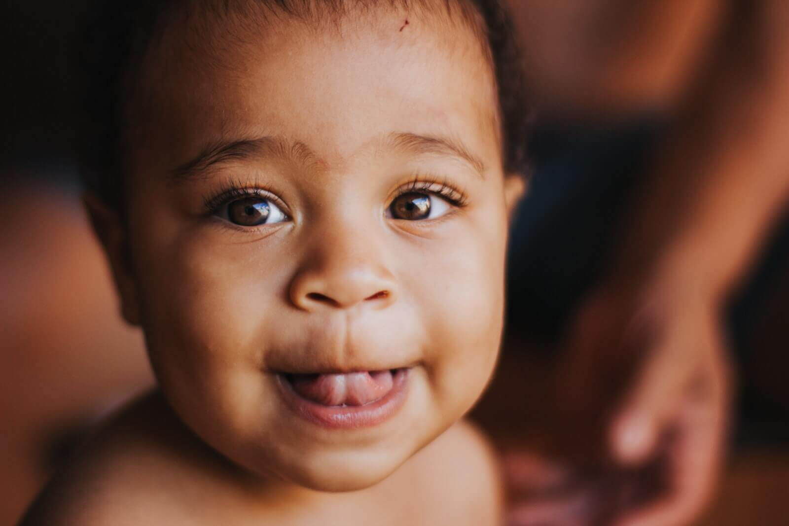 toddler starring at camera