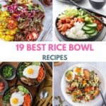 collage of 4 rice bowl recipes
