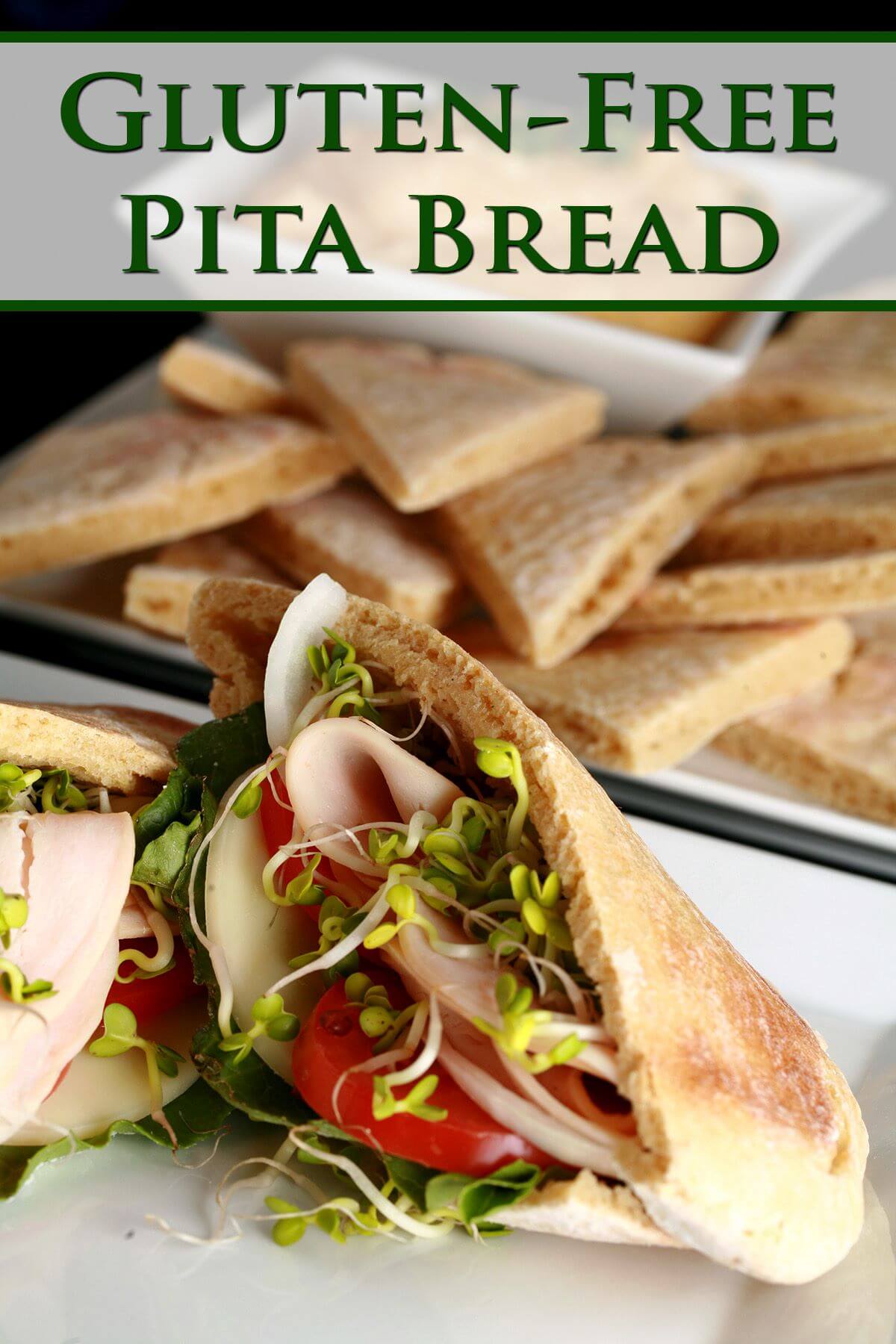 Pita bread filled with ham, tomatoes, cheese and greens. 