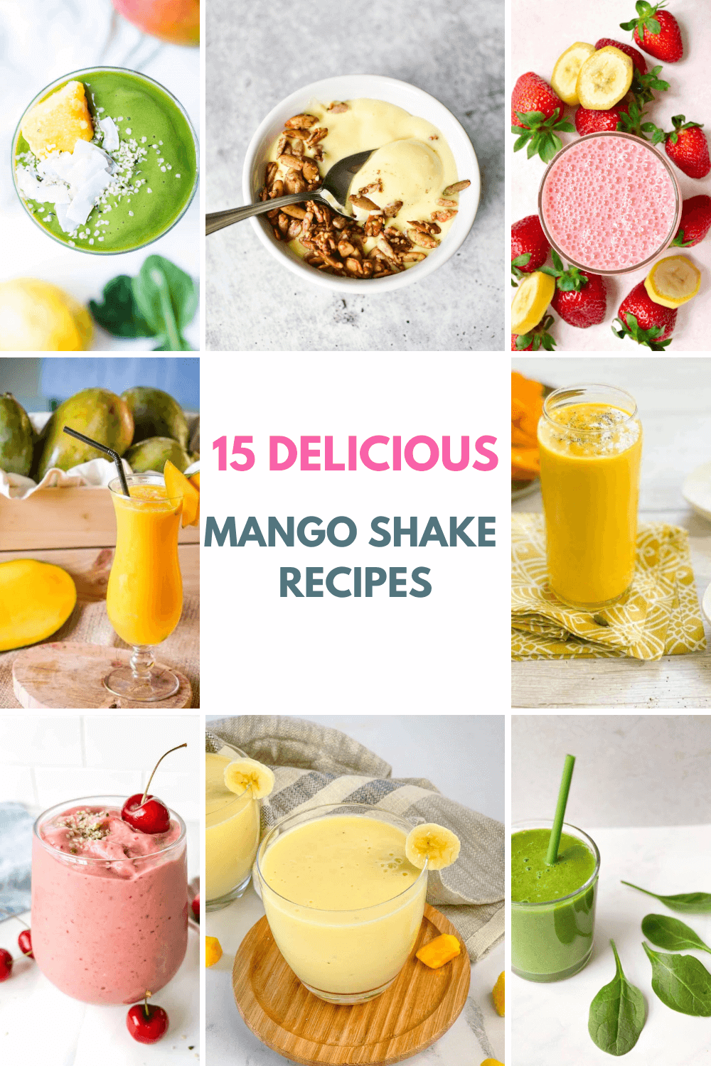 featured image with title and collage of mango milkshakes 