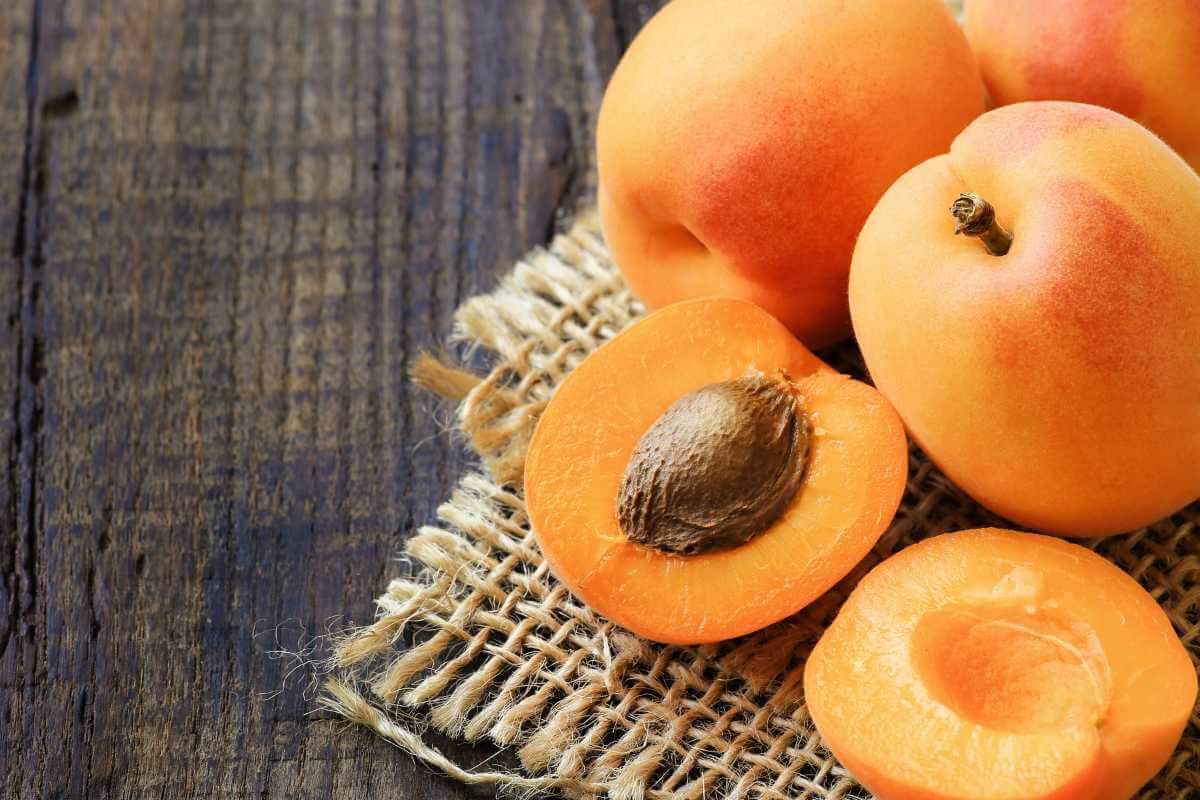 A few apricots, one cut in half