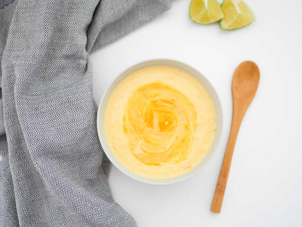 landscape photo of yogurt with mango in a bowl