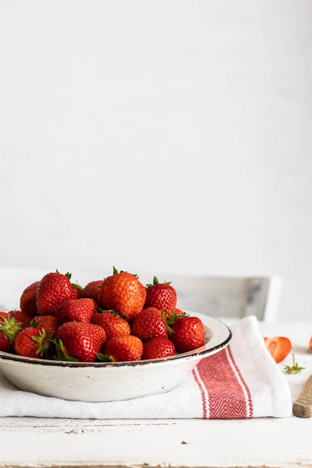 strawberries in a white bowl