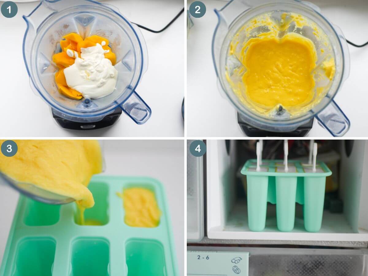 step by step instructions on how to make mango popsicles