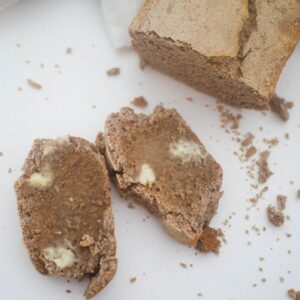 Slices of homemade buckwheat bread with butter