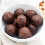 healthy bliss balls in a white bowl