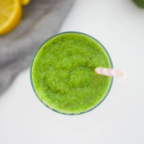 top down image of broccoli smoothie