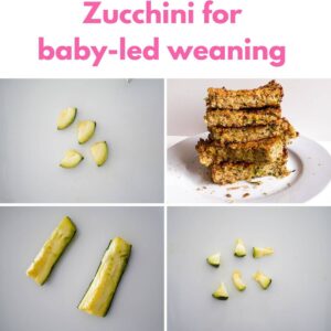 collage of 4 photos showing different ways of making zucchini for baby-led weaning