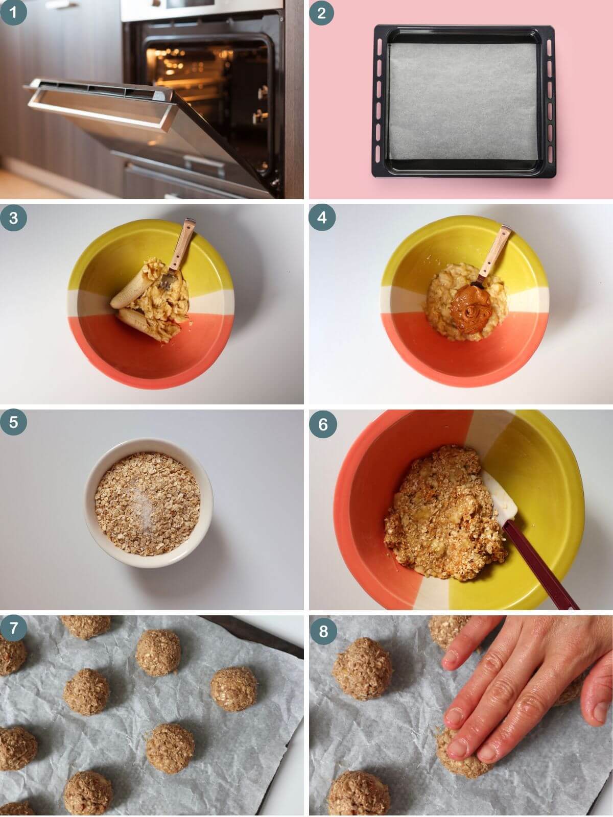 collage of process shots showing how to make the cookies