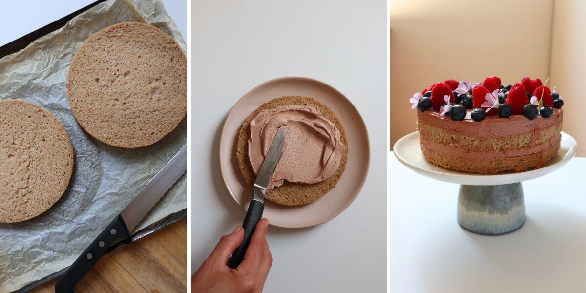 process images showing how to assemble the smash cake