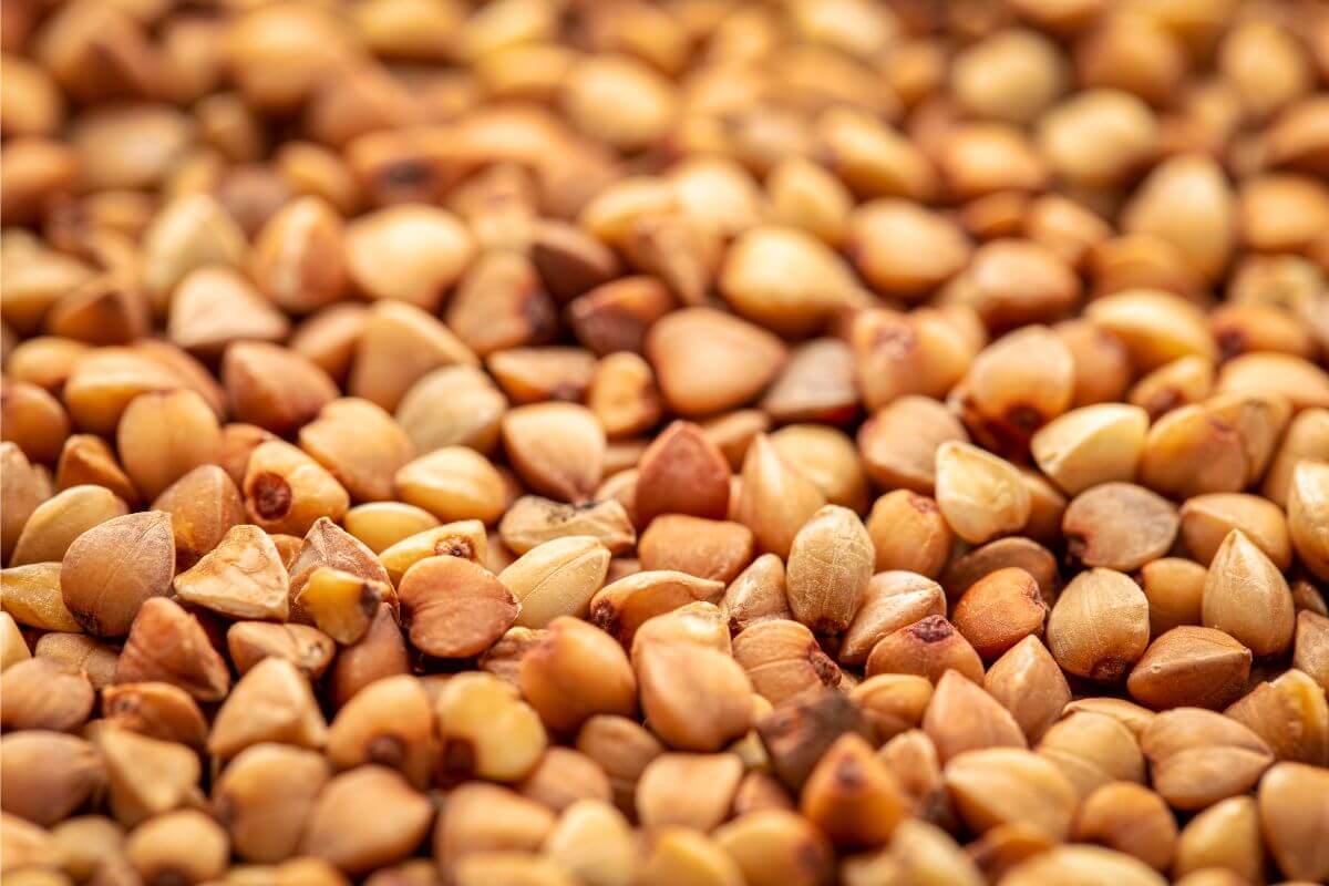 A pile of buckwheat groats (kasha - a food that starts with K)