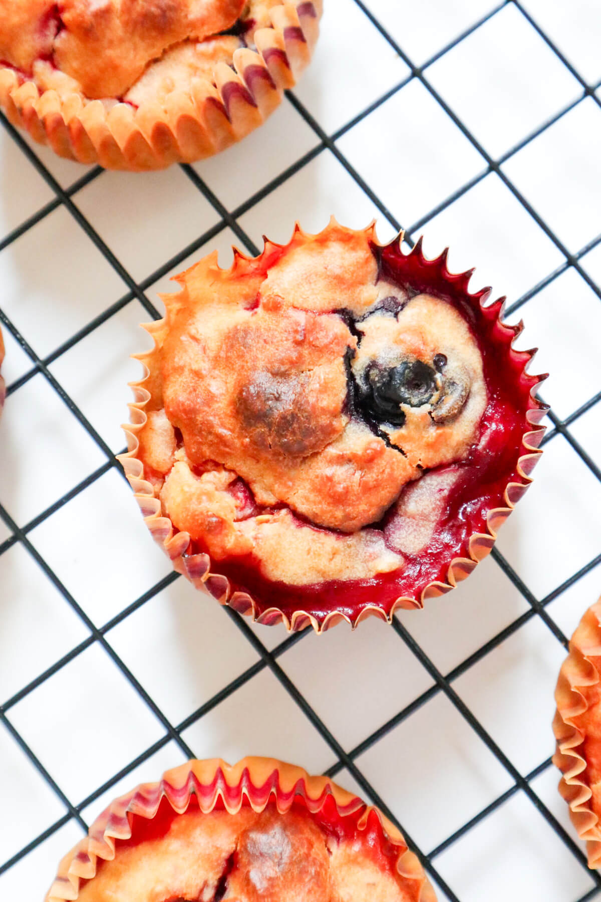 close up of the berry muffin