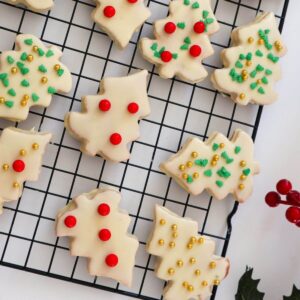 Homemade Little Debbie Christmas Tree Cakes on a cooling rack.