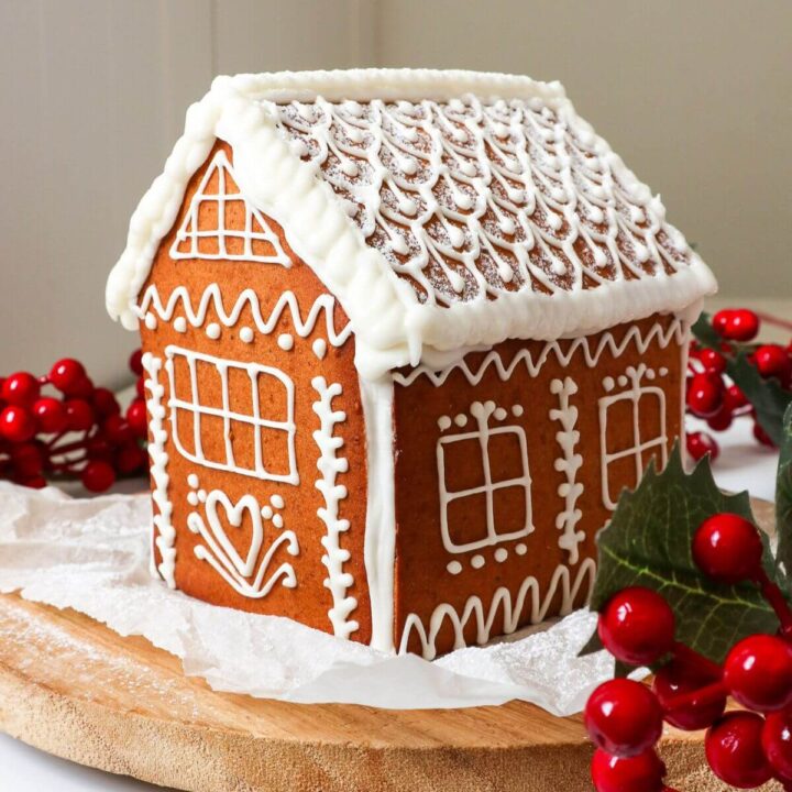 Gingerbread house with white icing