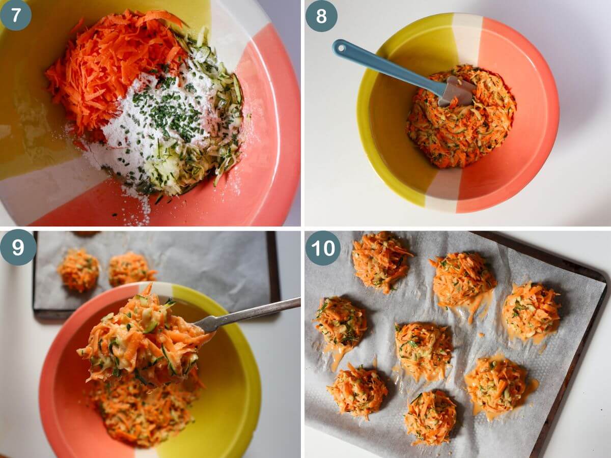 collage of 4 images showing how to make the recipe
