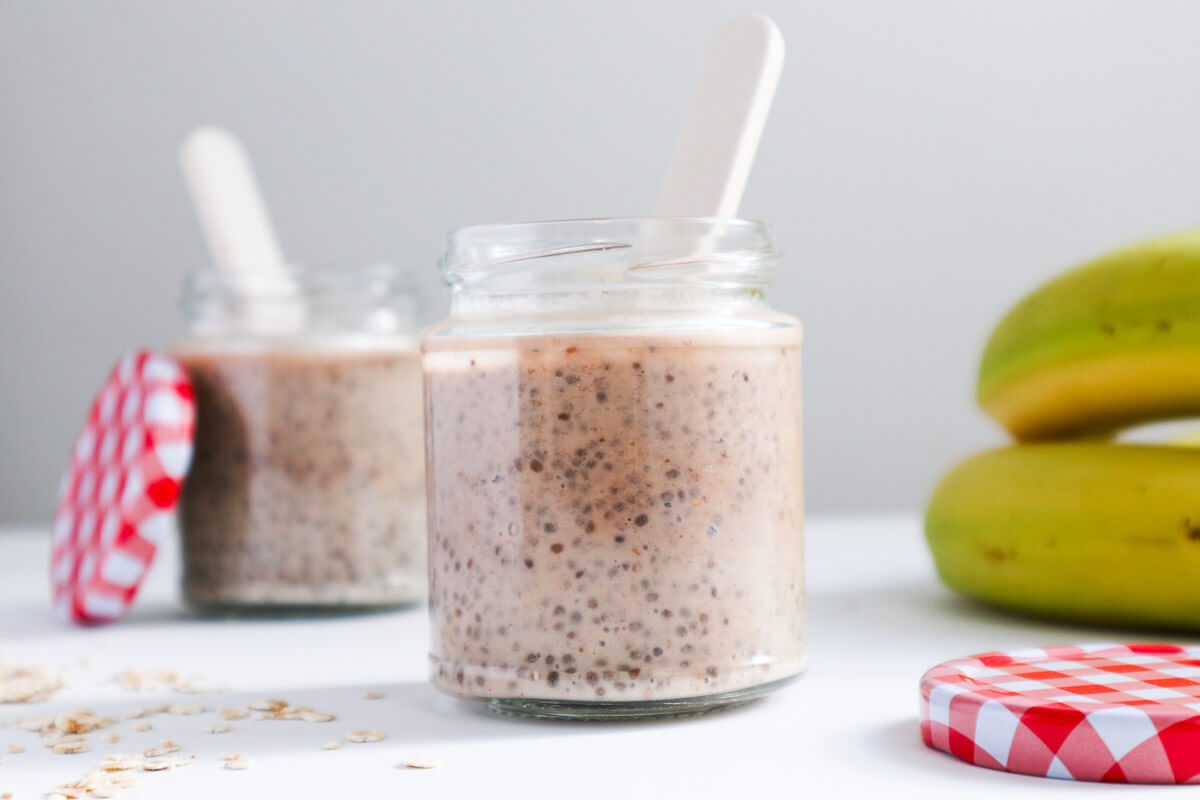 Chia pudding for babies with a spoon dipped in