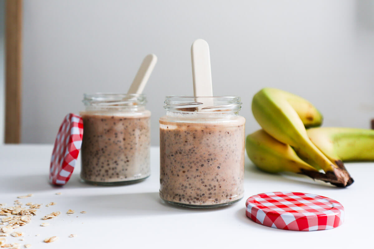 Chia pudding for babies with a spoon dipped in