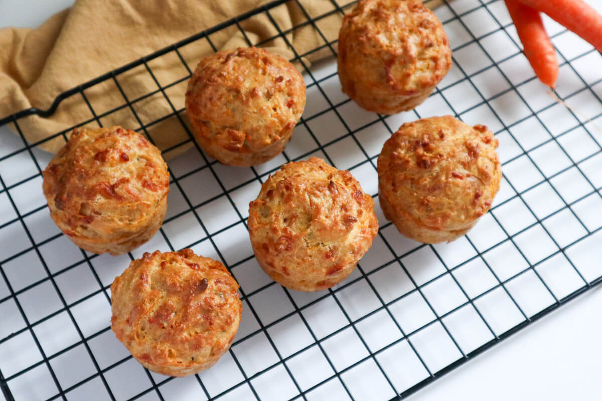 Pizza muffins on cooling rack