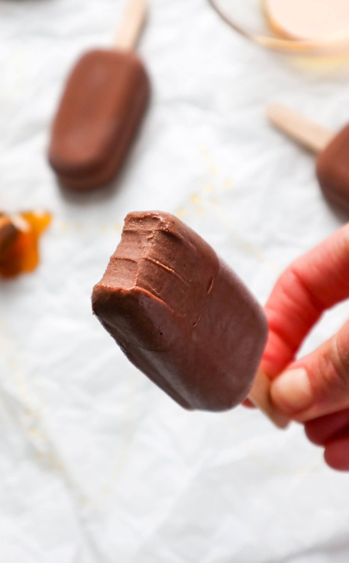 Bitten off vegan nutella popsicle 