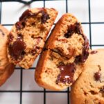 halved chocolate chip pecan cookie.