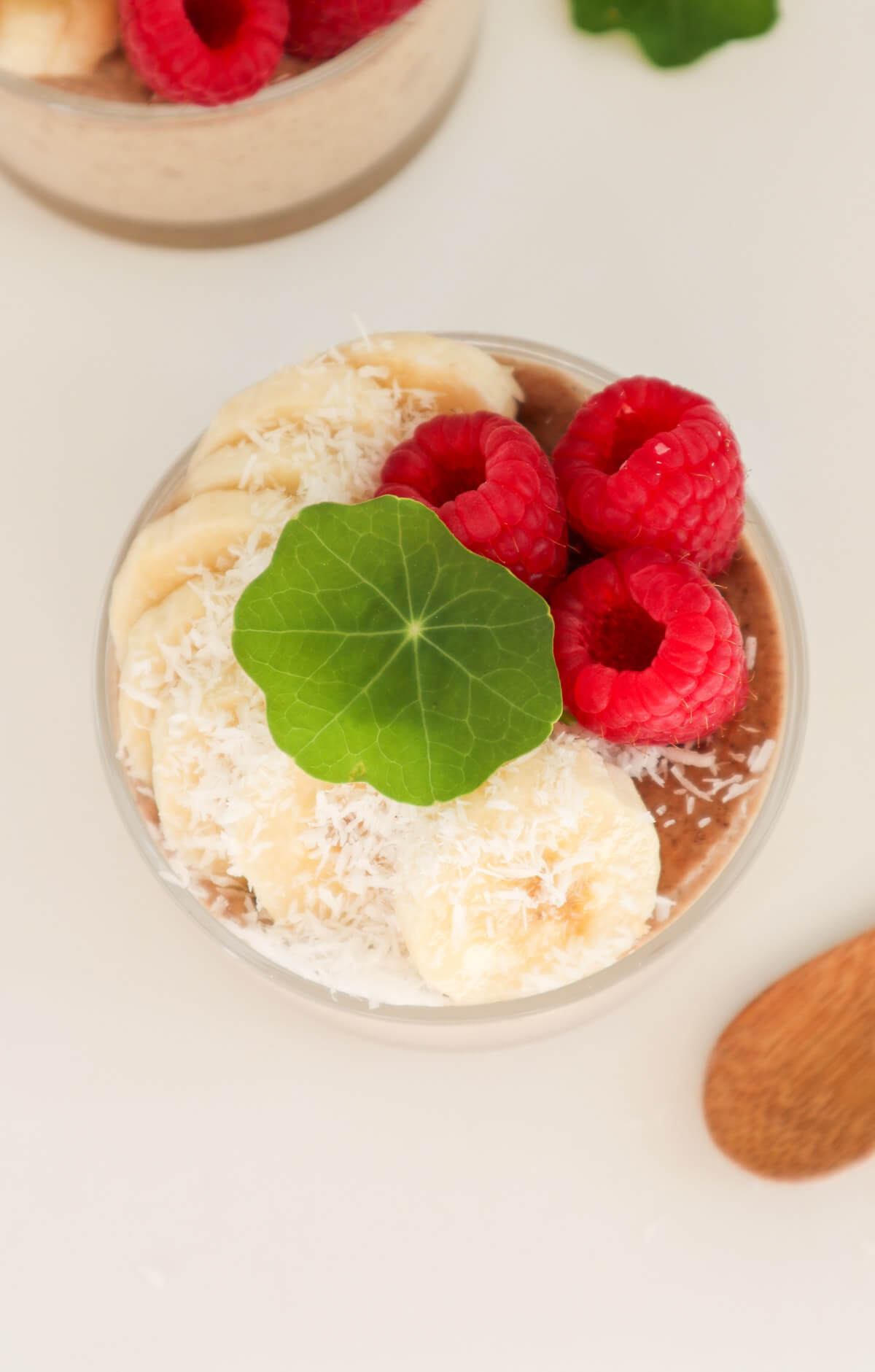 top down view of the banana pudding.